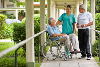 elderly men and caregiver